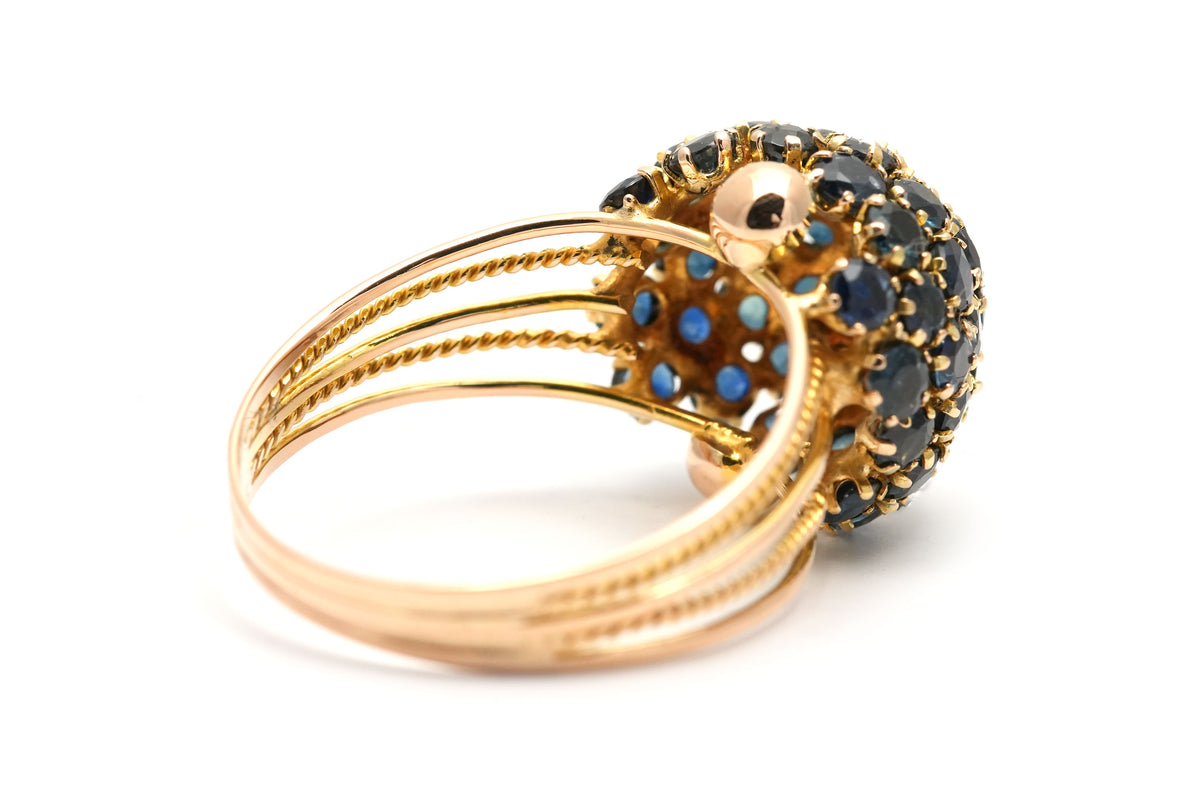 Bague Dôme en or jaune et saphirs