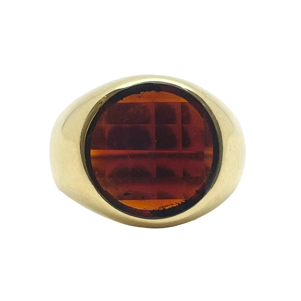 Bague Chevalière POMELLATO en or jaune et grenat