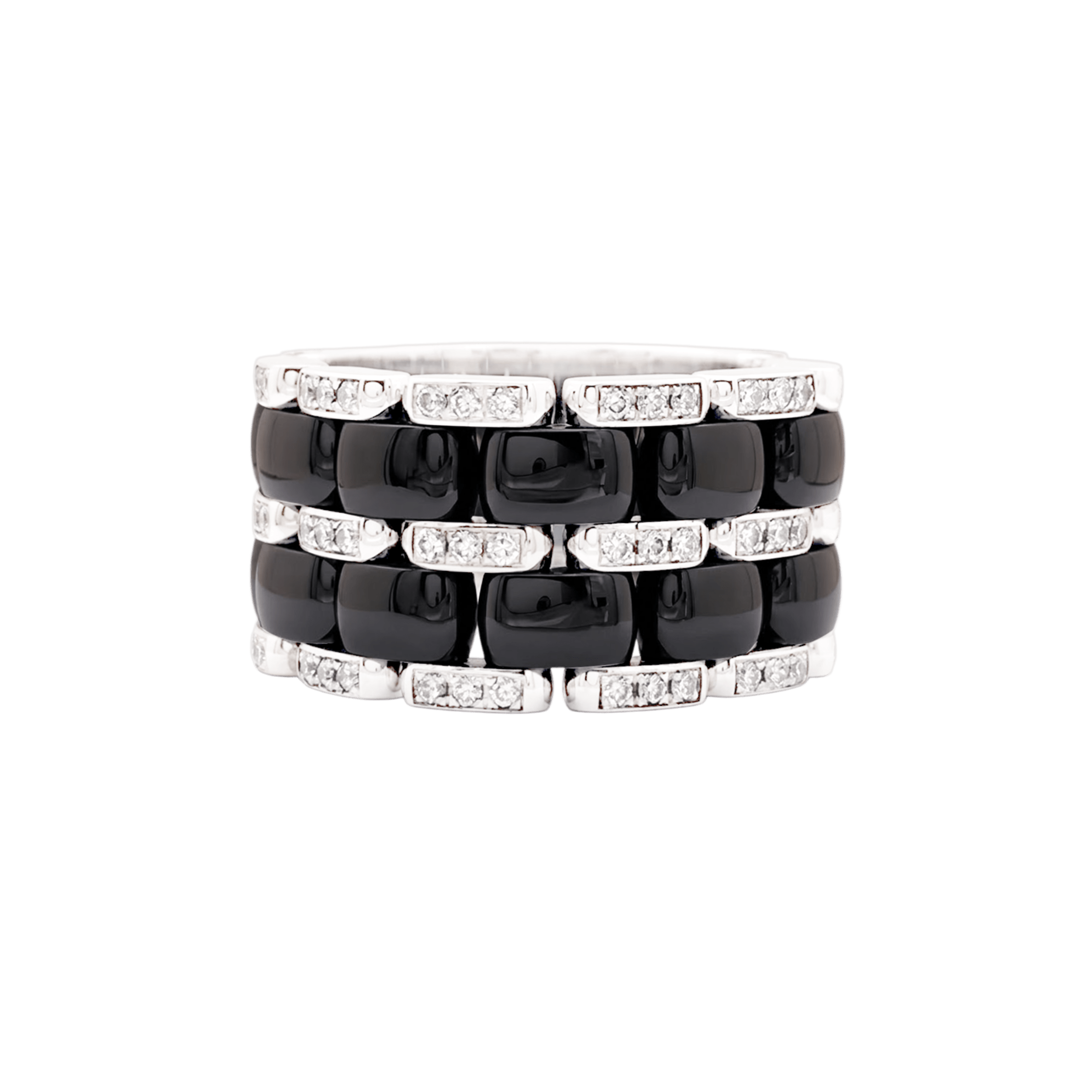 Bague Chanel, "Ultra" en or blanc, céramique noire et diamants.
