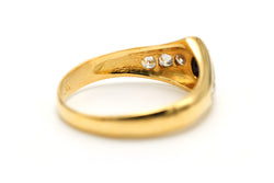 Bague Jonc en or jaune, saphir et diamants