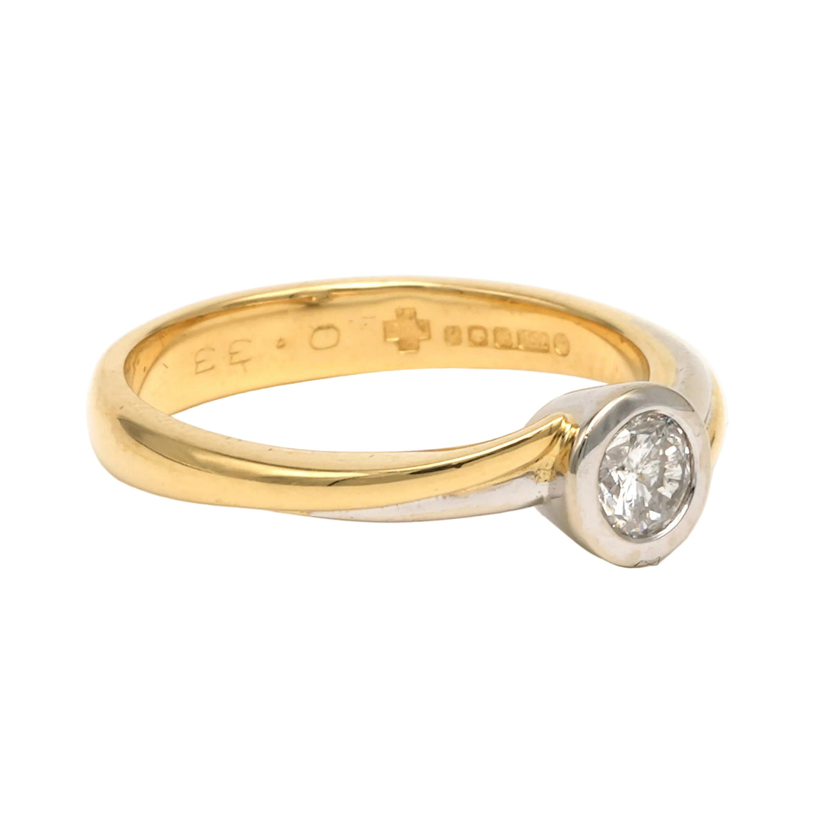Bague Solitaire en or blanc, or jaune et diamant