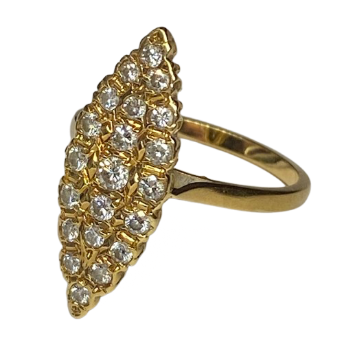 Bague Marquise en or jaune et diamants