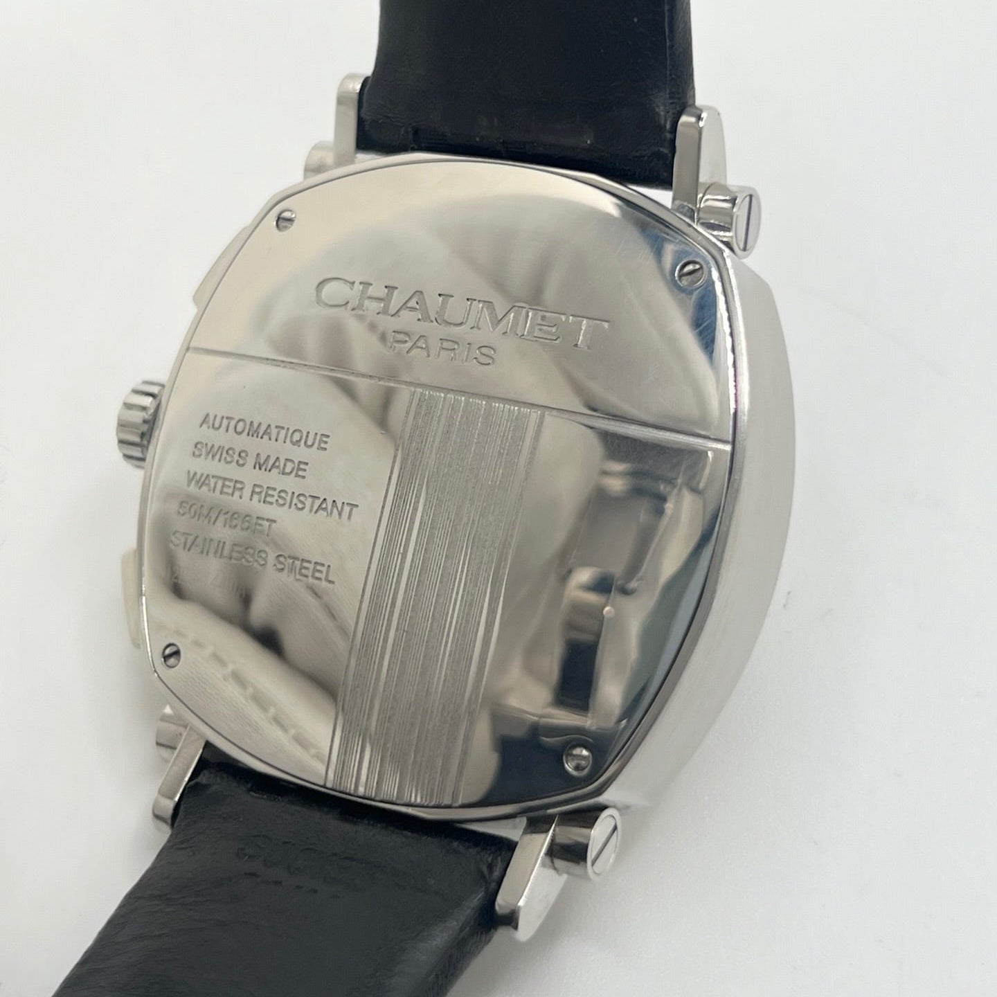 Montre CHAUMET "Dandy" en acier et cuir