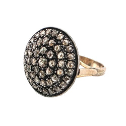 Bague Cocktail en or jaune, argent et diamants