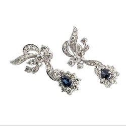 Boucles d'oreilles Pendantes en or blanc, saphirs et diamants