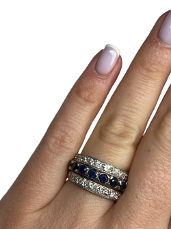 BAGUE AMOVIBLE OR 18K DIAMANTS RUBIS SAPHIRS (T.51)