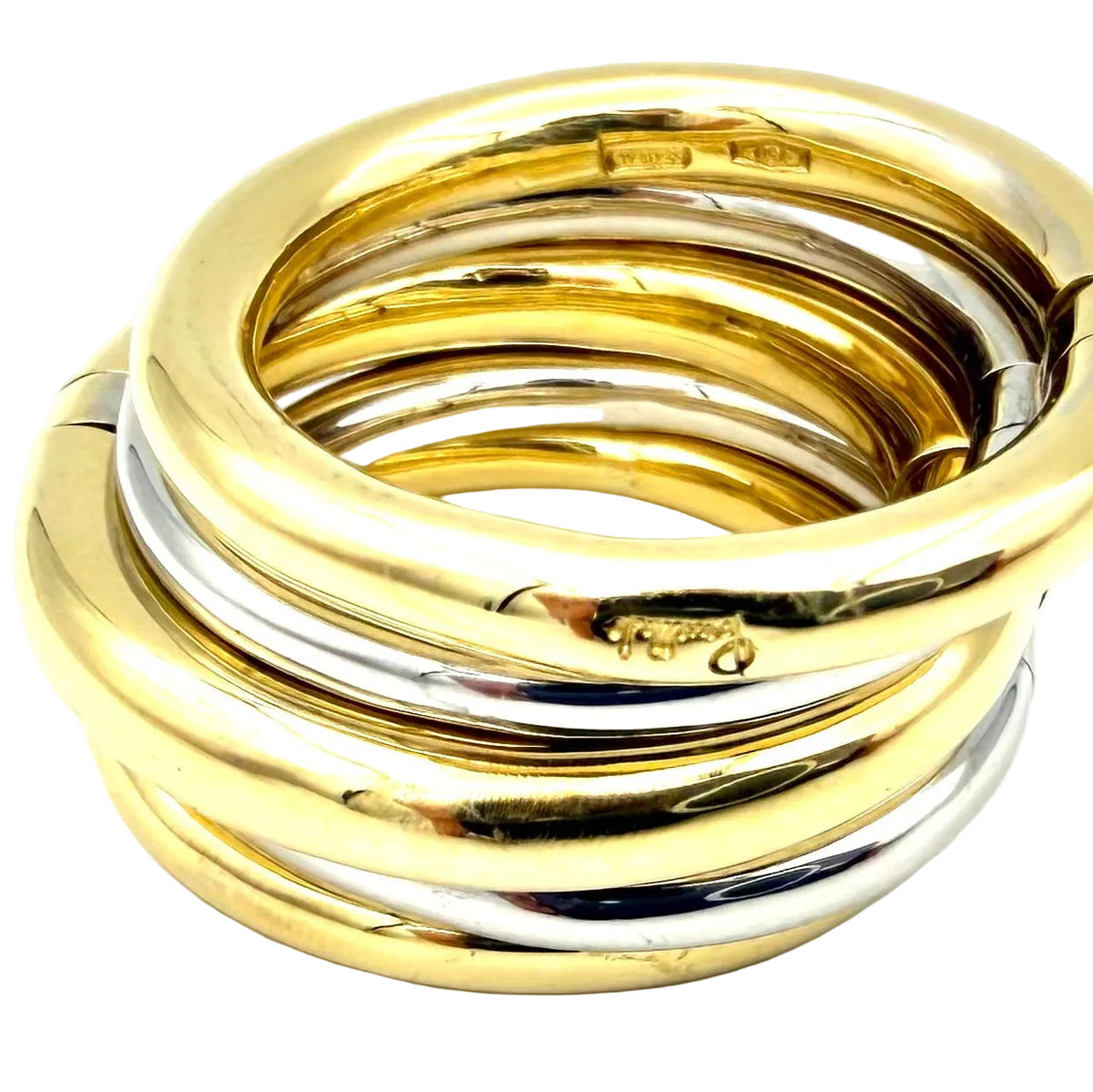Bague POMELLATO "Tubolare" en or blanc et or jaune