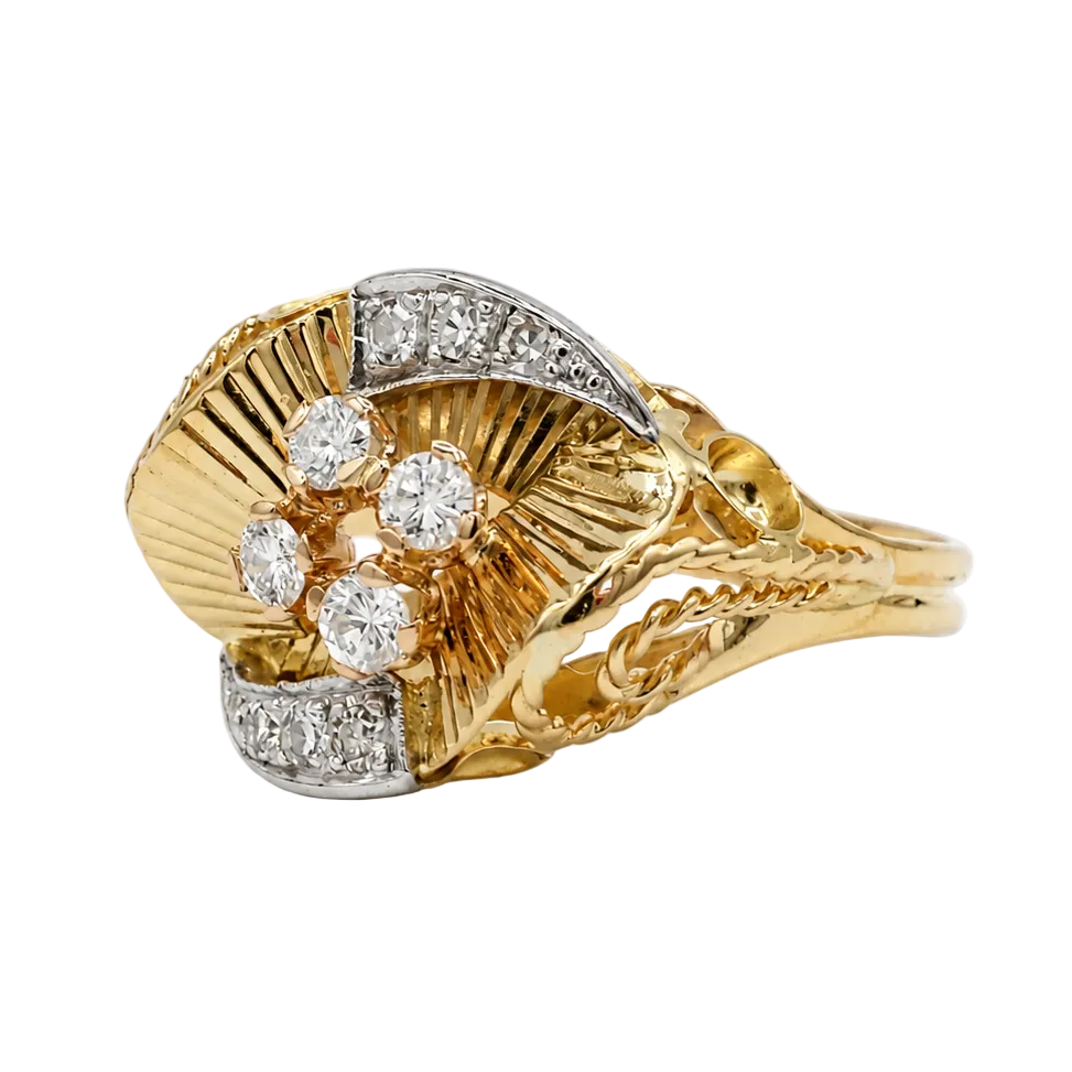 Bague Cocktail en or blanc, or jaune et diamants