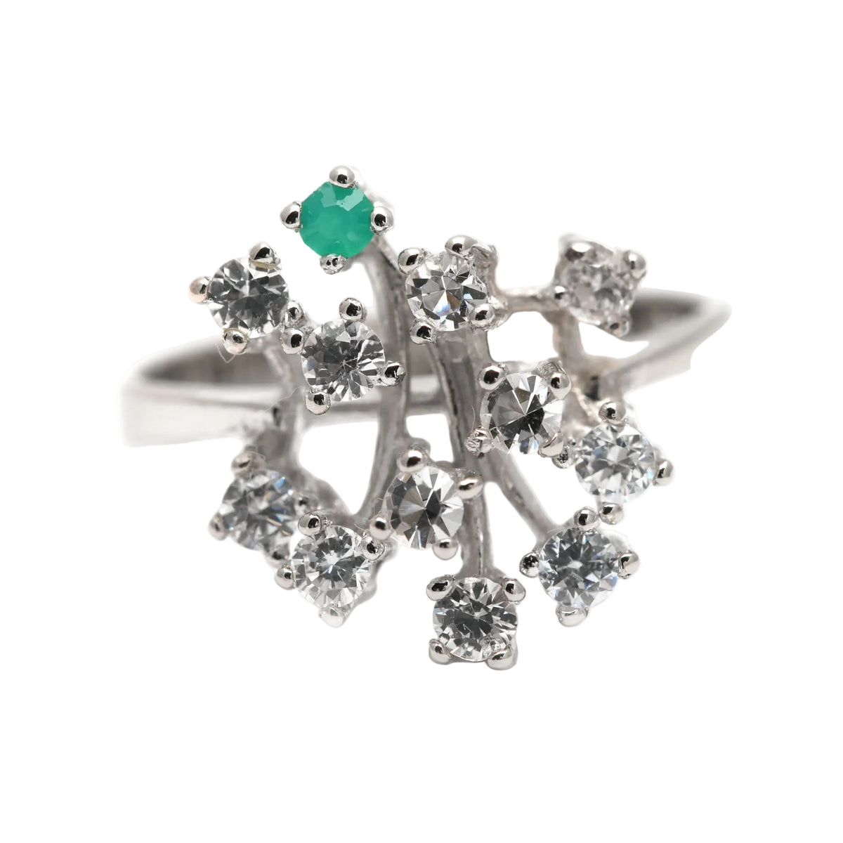Bague en or blanc, émeraude et diamants