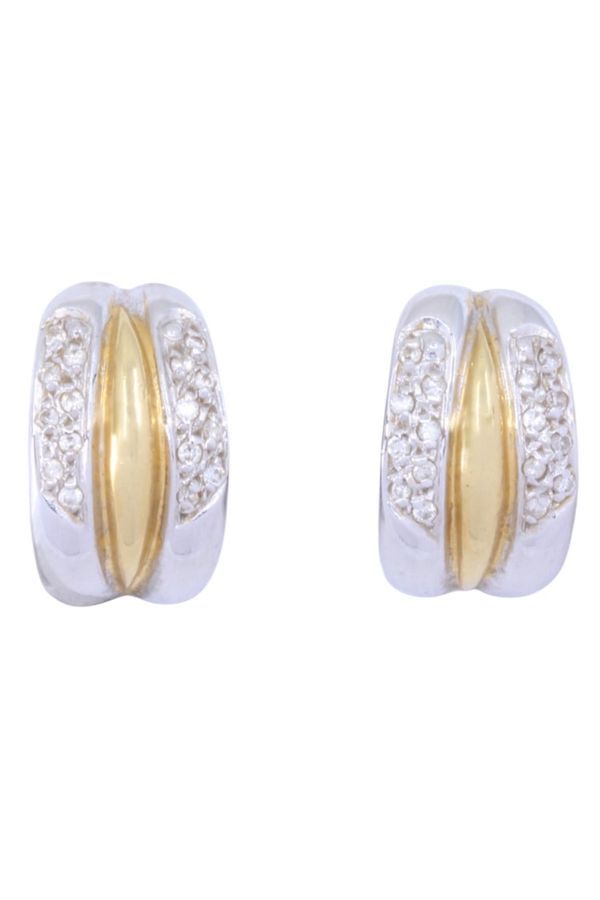 Demi créoles diamantées en or jaune et blanc - Castafiore