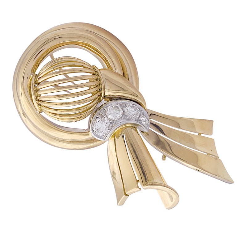 Demi-parure vintage transformable, or rose, platine et diamants. - Castafiore