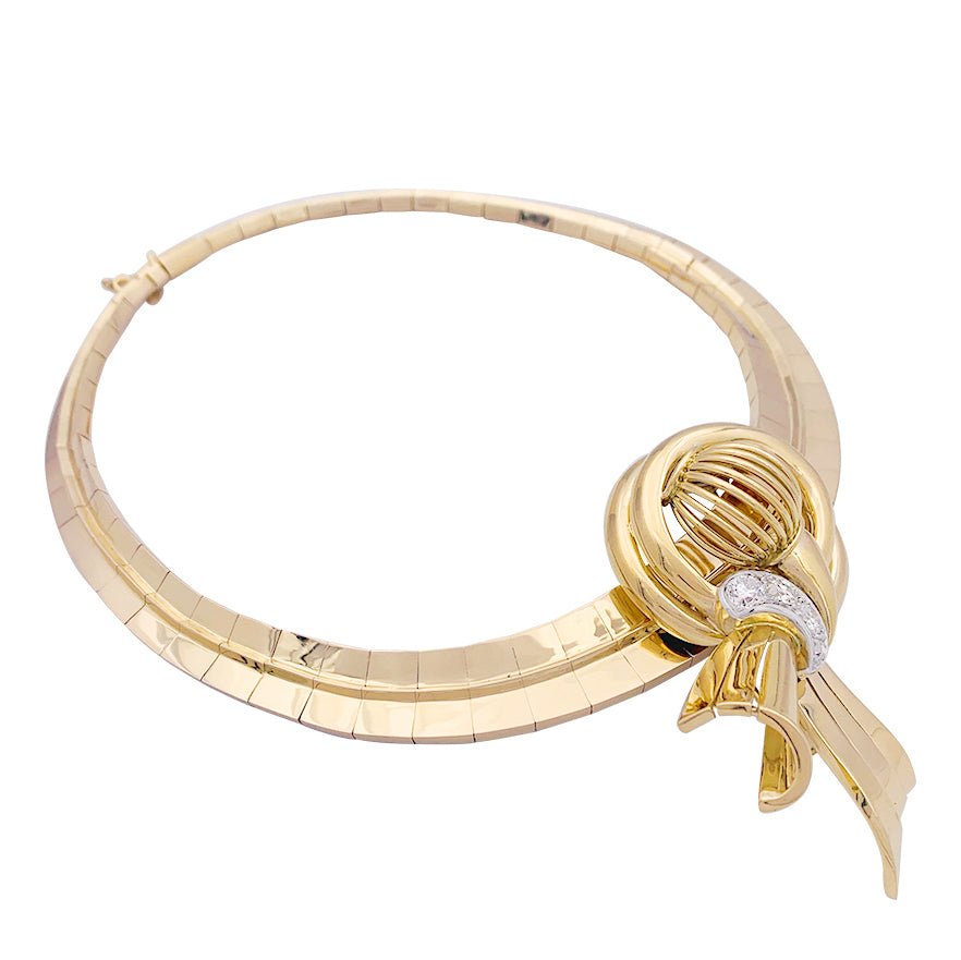 Demi-parure vintage transformable, or rose, platine et diamants. - Castafiore