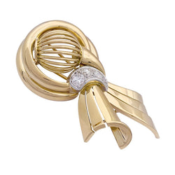 Demi-parure vintage transformable, or rose, platine et diamants. - Castafiore