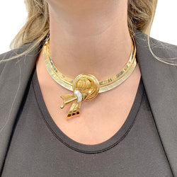 Demi-parure vintage transformable, or rose, platine et diamants. - Castafiore