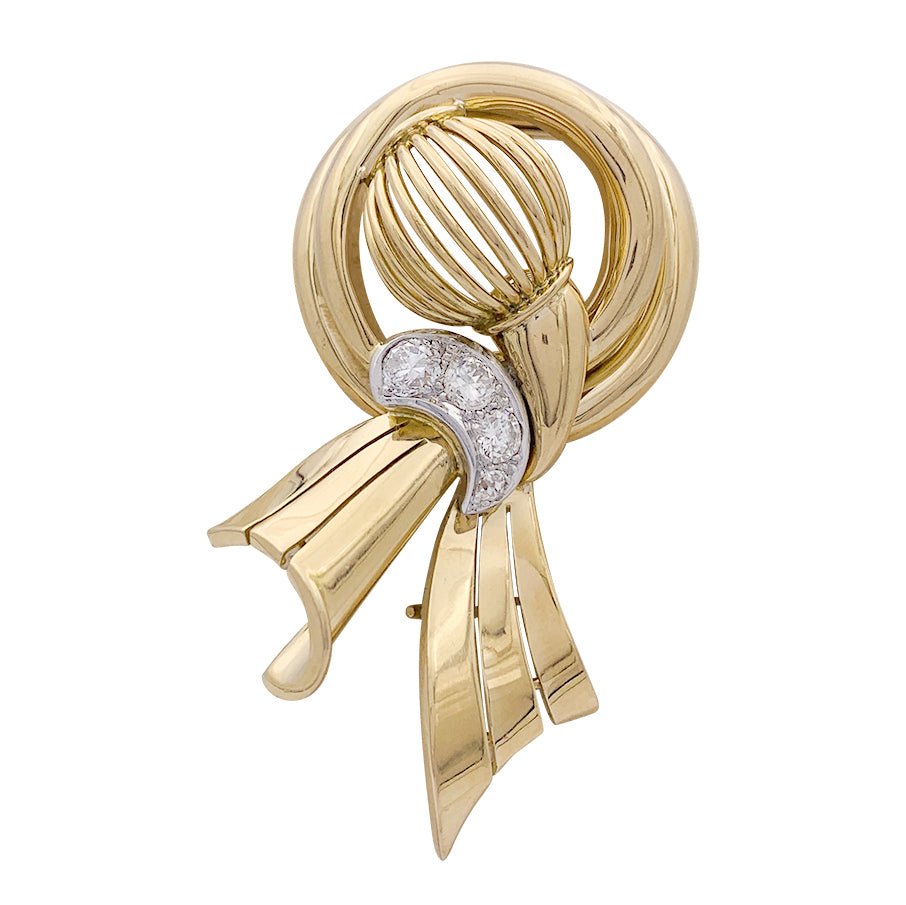 Demi-parure vintage transformable, or rose, platine et diamants. - Castafiore