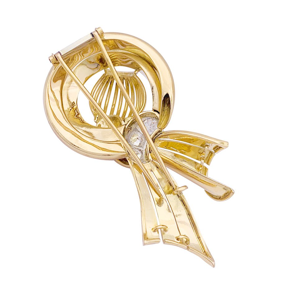 Demi-parure vintage transformable, or rose, platine et diamants. - Castafiore