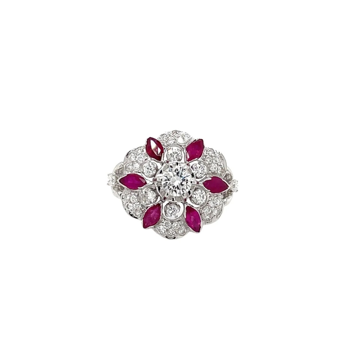 Designer Ruby Diamond Gold Ring - Castafiore