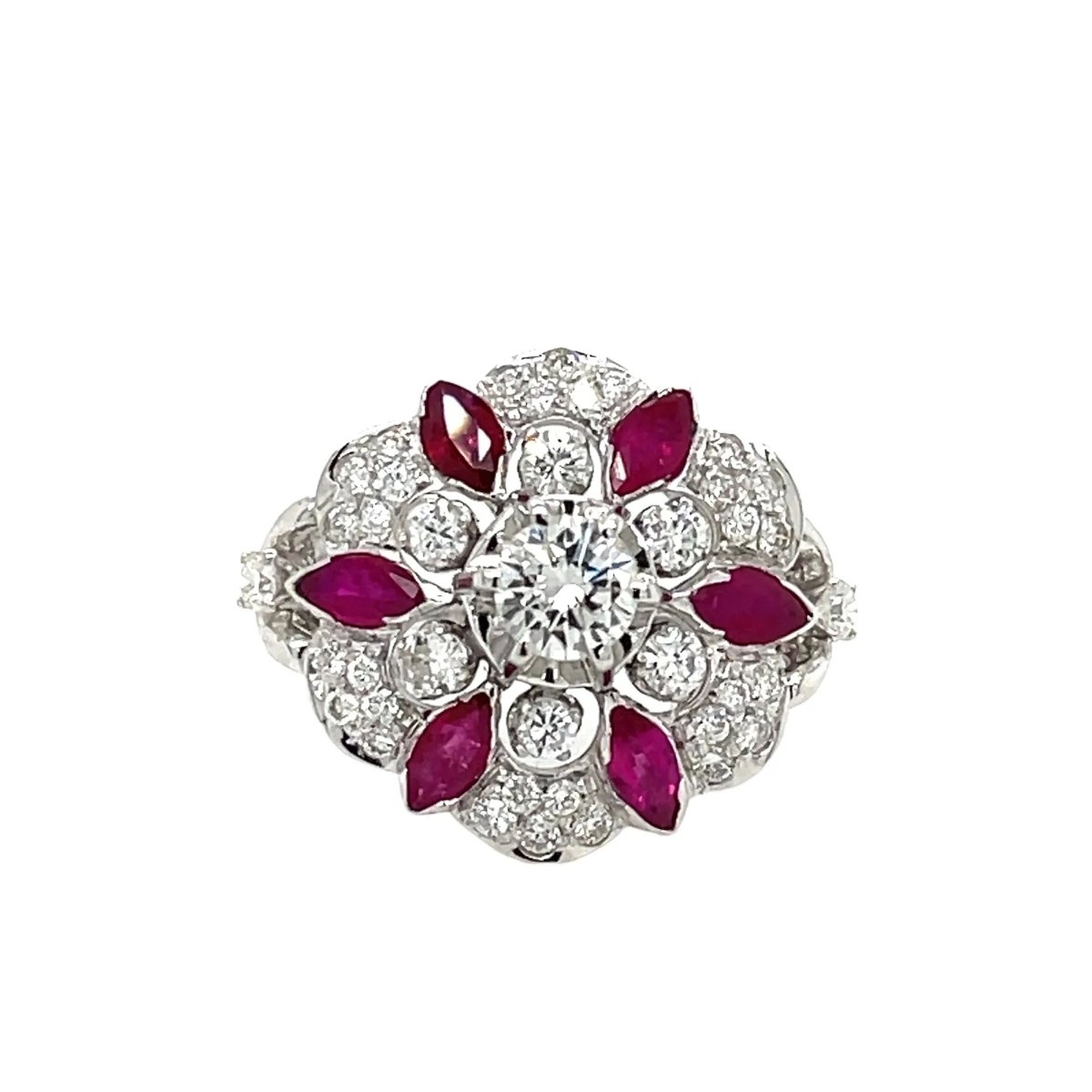 Designer Ruby Diamond Gold Ring - Castafiore