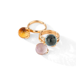 Deux bagues en or jaune, améthyste, topaze bleue et citrine - Castafiore