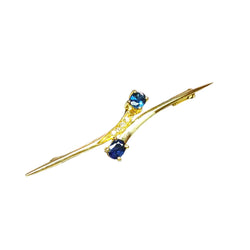 Broche croisée en or jaune, saphirs et diamants, vers 1960