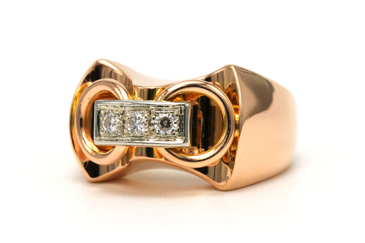 Bague Tank en or jaune et diamants