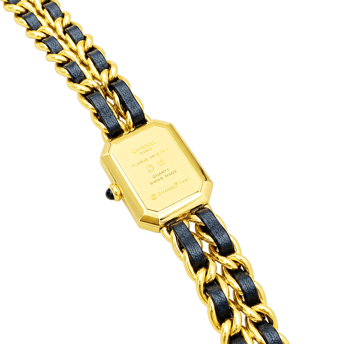 Montre CHANEL "Première" plaqué or, acier et cuir