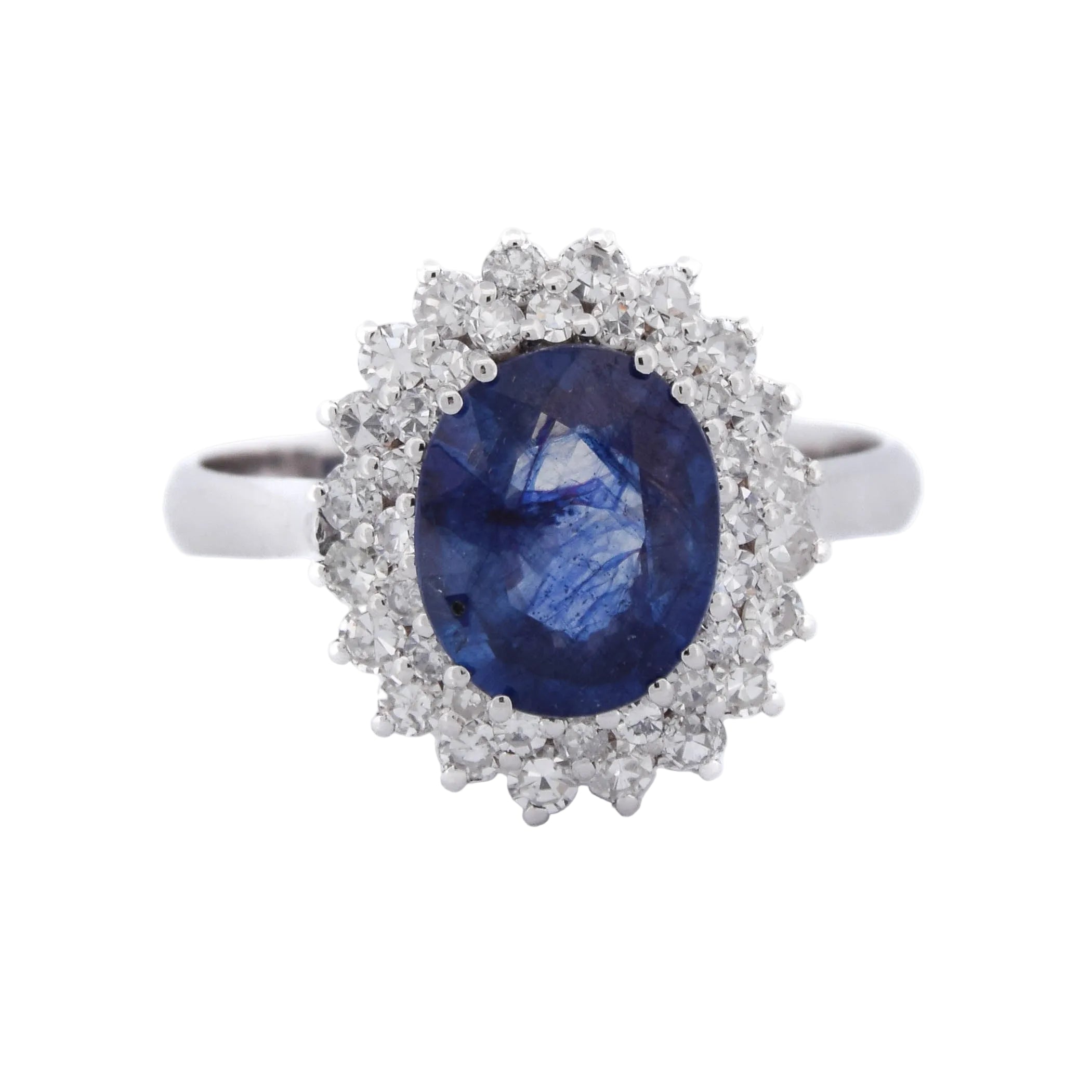 Bague Entourage en or blanc, saphir et diamants