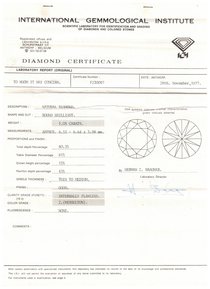 Diamant solitaire 1,01 carats certifié - Castafiore