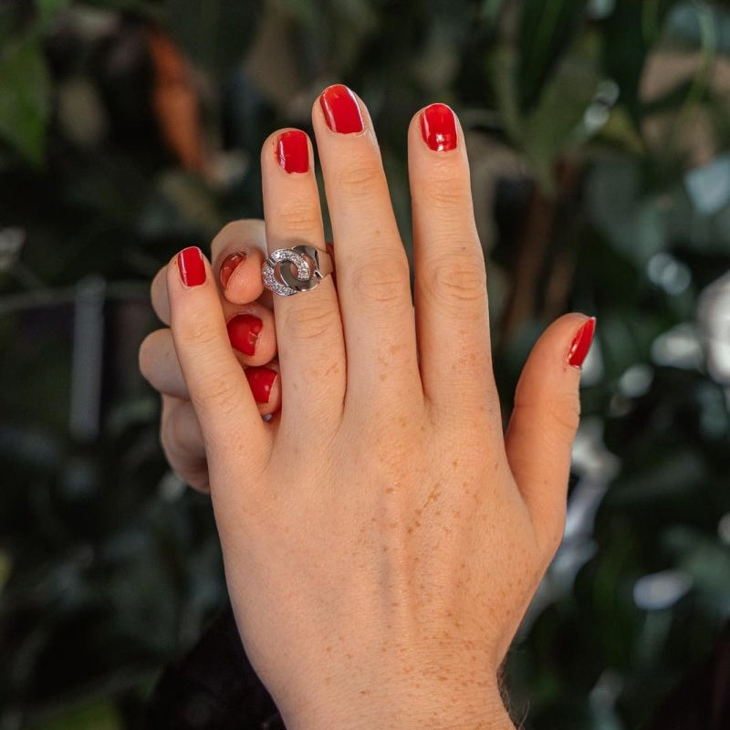 Dinh Van Bague Menottes Or blanc Diamant - Castafiore