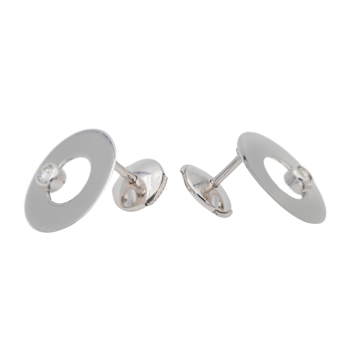 Dinh Van Boucles d'oreilles Puces Cible Or blanc Diamant - Castafiore