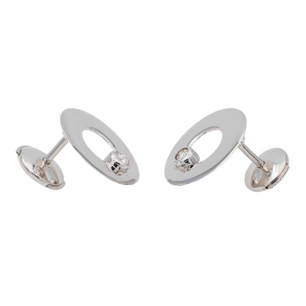 Dinh Van Boucles d'oreilles Puces Cible Or blanc Diamant - Castafiore