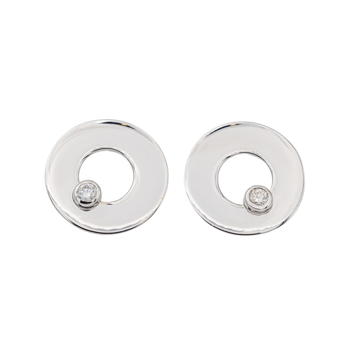 Dinh Van Boucles d'oreilles Puces Cible Or blanc Diamant - Castafiore