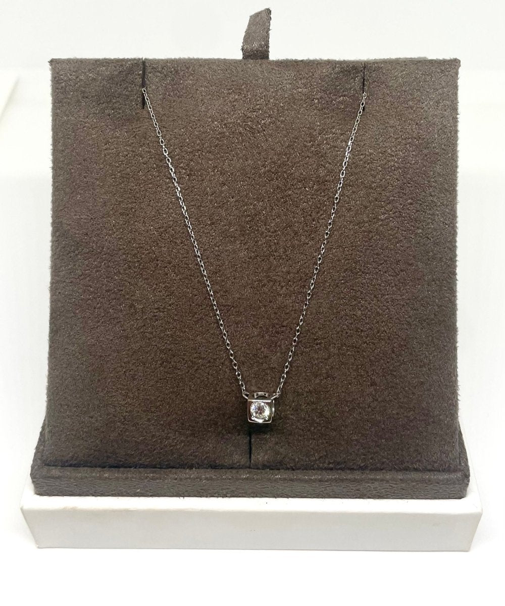 Dinh Van - Collier le cube or blanc taille moyen - Castafiore