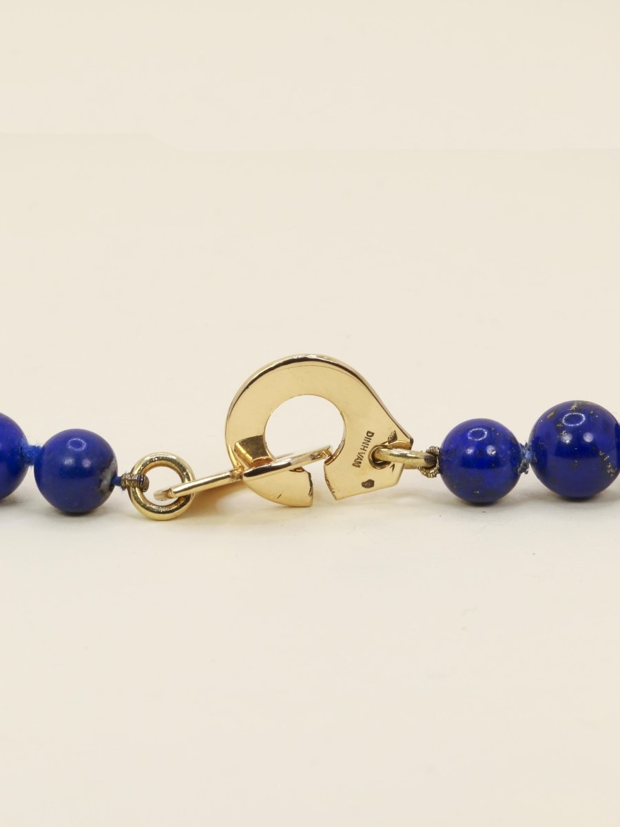 DINH VAN Collier menottes R15 or jaune lapis lazuli - Castafiore