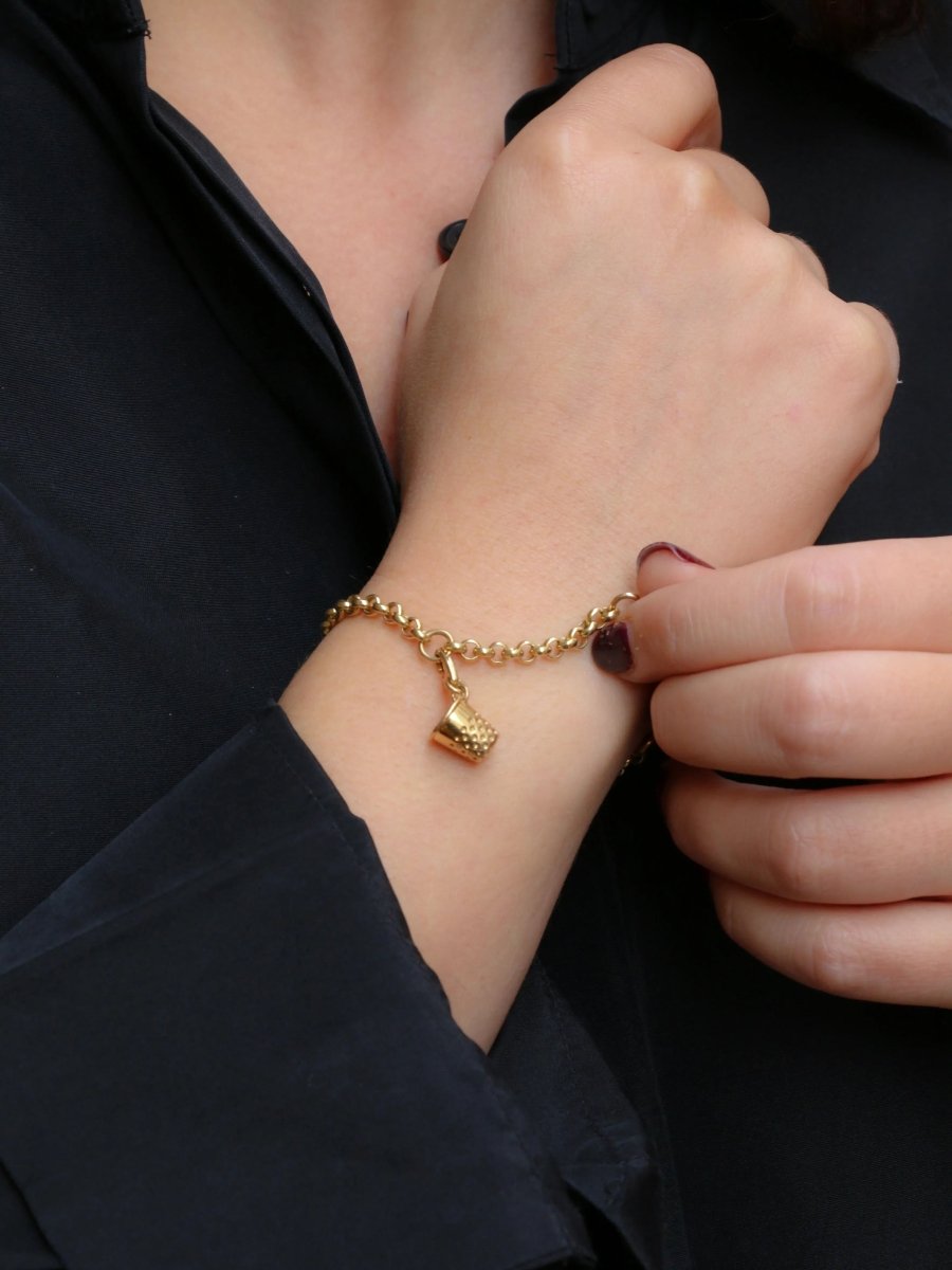 DIOR Bracelet chaine or jaune dé à coudre - Castafiore