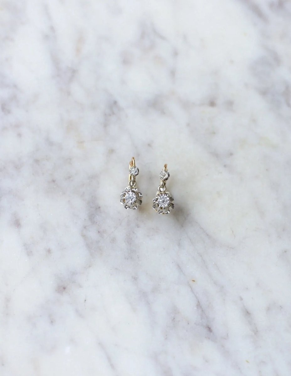 Dormeuses Anciennes Diamants 0,30 Ct - Castafiore