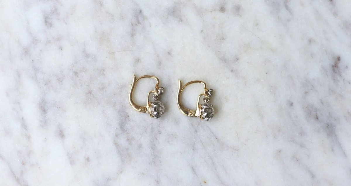 Dormeuses Anciennes Diamants 0,30 Ct - Castafiore