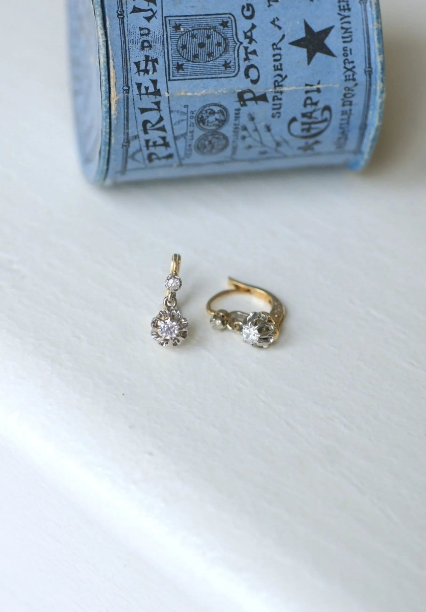 Dormeuses Anciennes Diamants 0,30 Ct - Castafiore