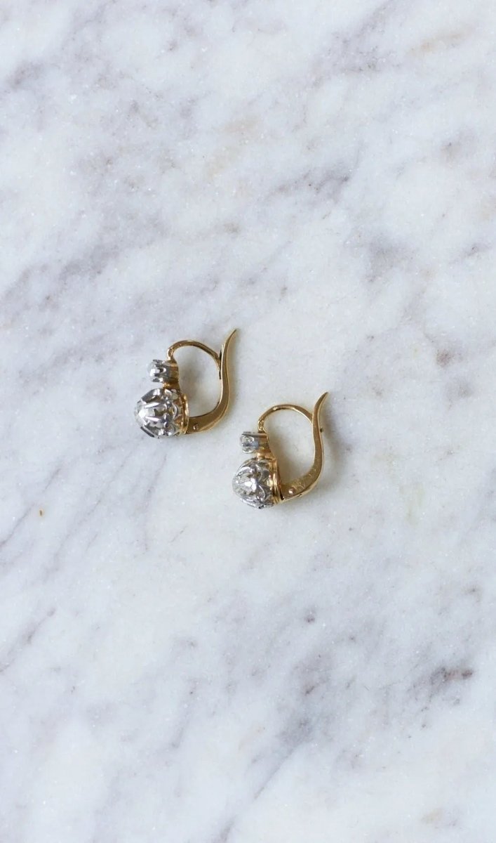 Dormeuses anciennes diamants 0.50 Ct - Castafiore