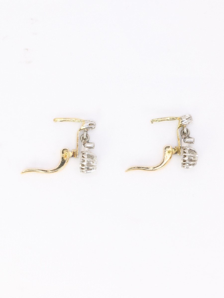 Dormeuses anciennes diamants coussin 0,5 carat - Castafiore