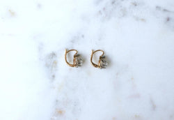 Dormeuses Anciennes Diamants Rose Couronnée sur Or Rose - Castafiore