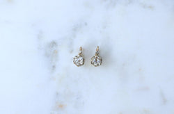 Dormeuses Anciennes Diamants Rose Couronnée sur Or Rose - Castafiore