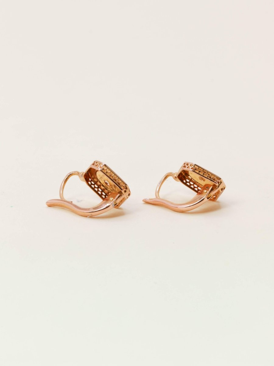 Dormeuses anciennes or rose diamant taille rose - Castafiore