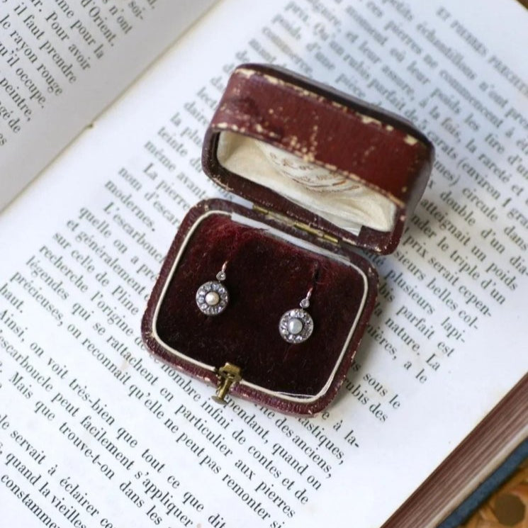 Dormeuses Anciennes Perles Fines Diamants - Castafiore