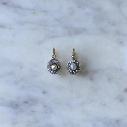 Dormeuses Anciennes Perles Fines Diamants - Castafiore