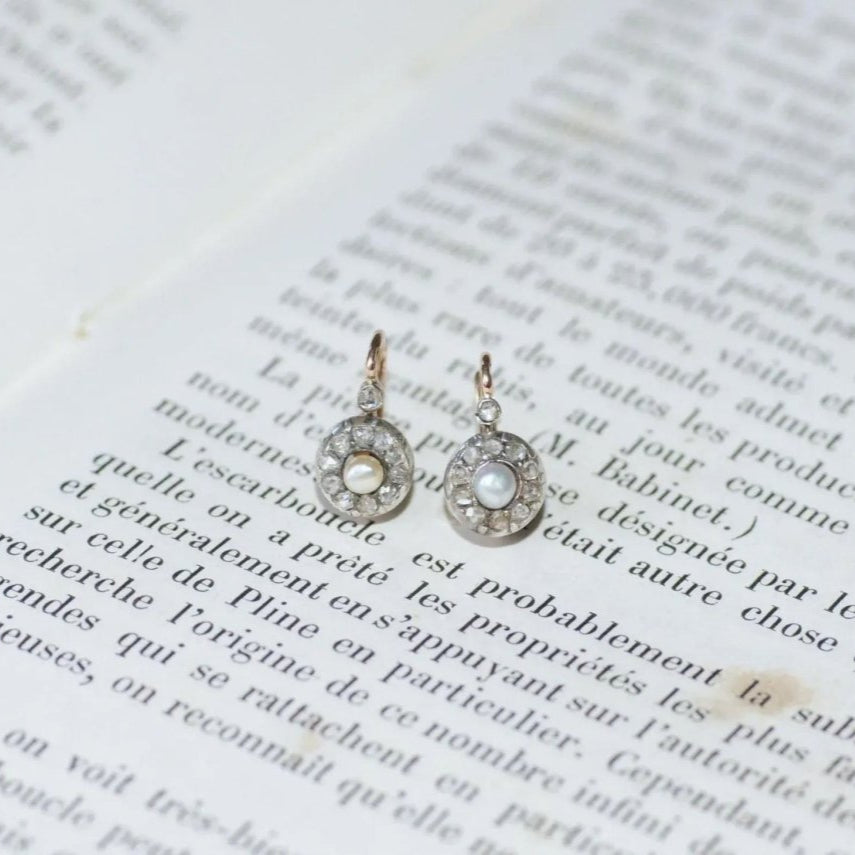 Dormeuses Anciennes Perles Fines Diamants - Castafiore