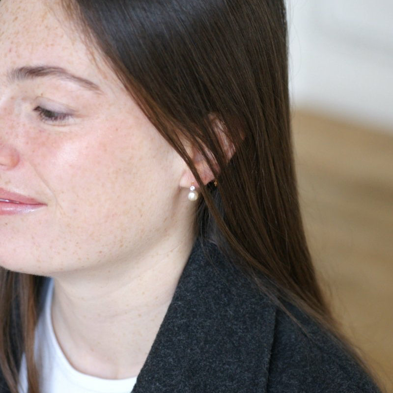 Dormeuses Anciennes Perles Mabé et Saphirs Blancs - Castafiore