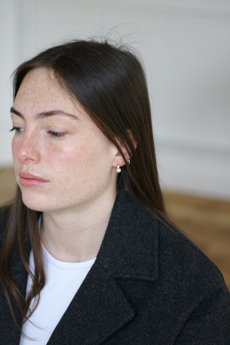 Dormeuses Anciennes Perles Mabé et Saphirs Blancs - Castafiore