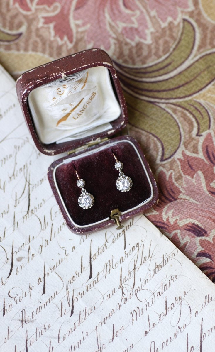 Dormeuses Art Déco Or et Diamants 0.90 Ct - Castafiore