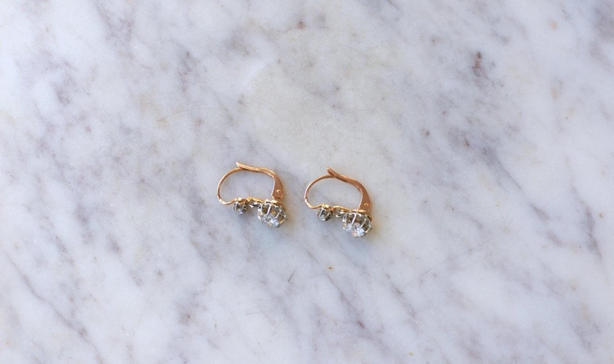 Dormeuses Art Déco Or et Diamants 0.90 Ct - Castafiore